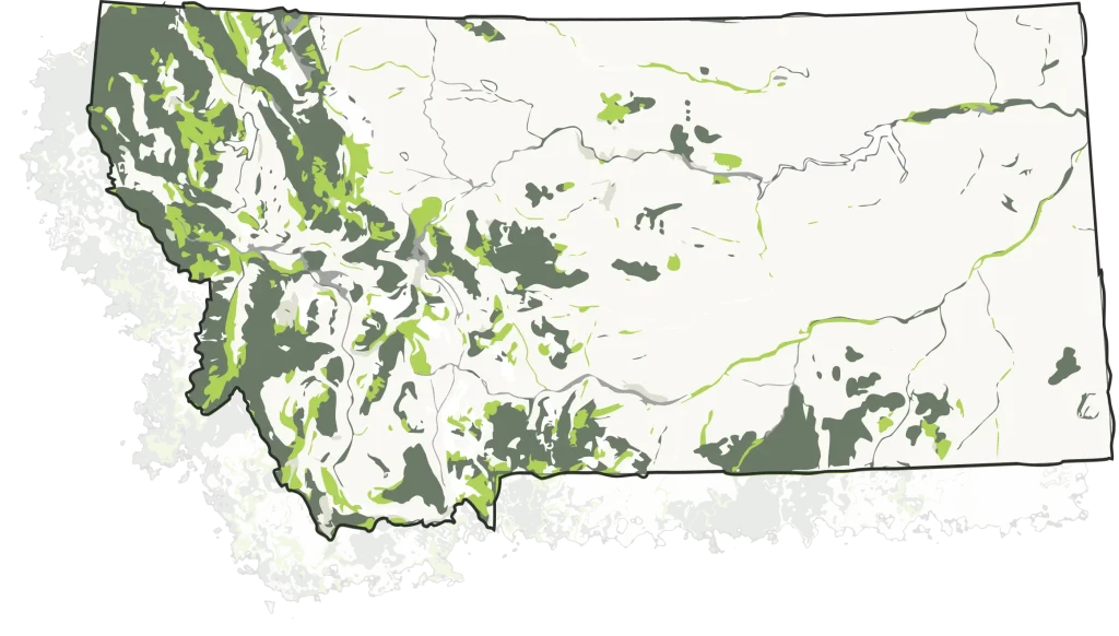 Map of the CW Designs service area around Billings, Montana